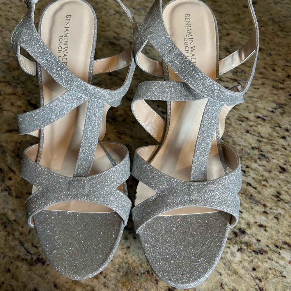 Benjamin Walk Silver Glitter Platform Sandals - image 3